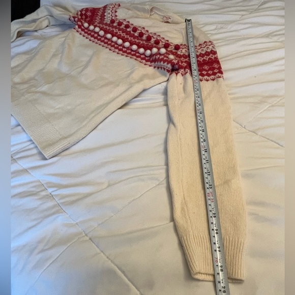 Brooks Brothers Merino Wool Christmas Sweater Cream and Red Size M . Holiday - Picture 10 of 10